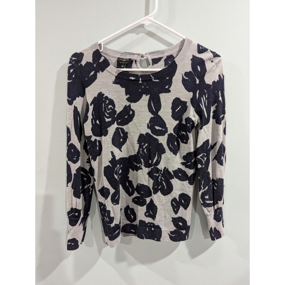 Talbots Pure Merino Wool Sweater Women's Petite S Floral Classic Preppy Cozy *